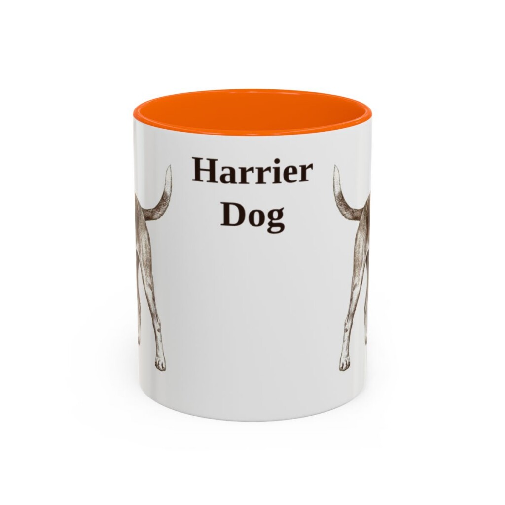 11oz Harrier Dog Mug, Orange, front view