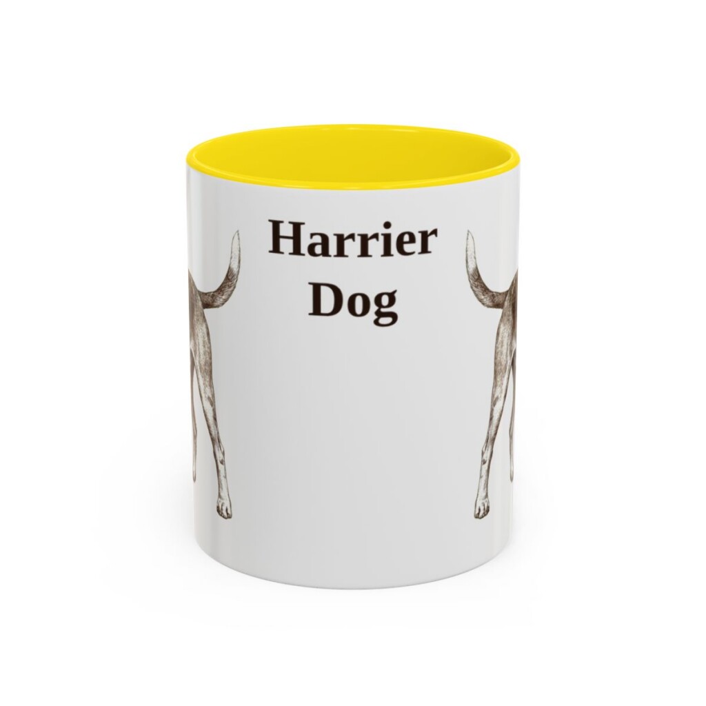 11oz Harrier Dog Mug, Yellow, front view
