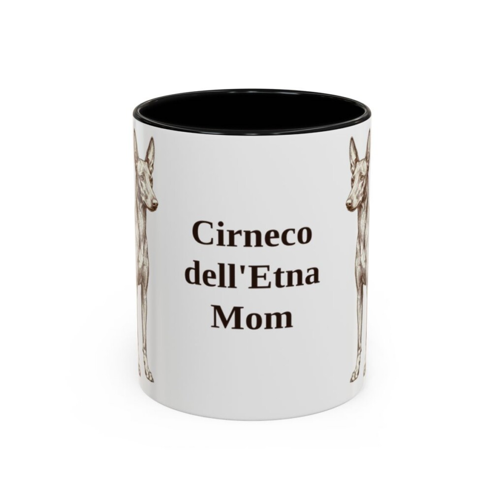 11oz Cirneco dell'Etna Dog Mom Mug, Black, front view