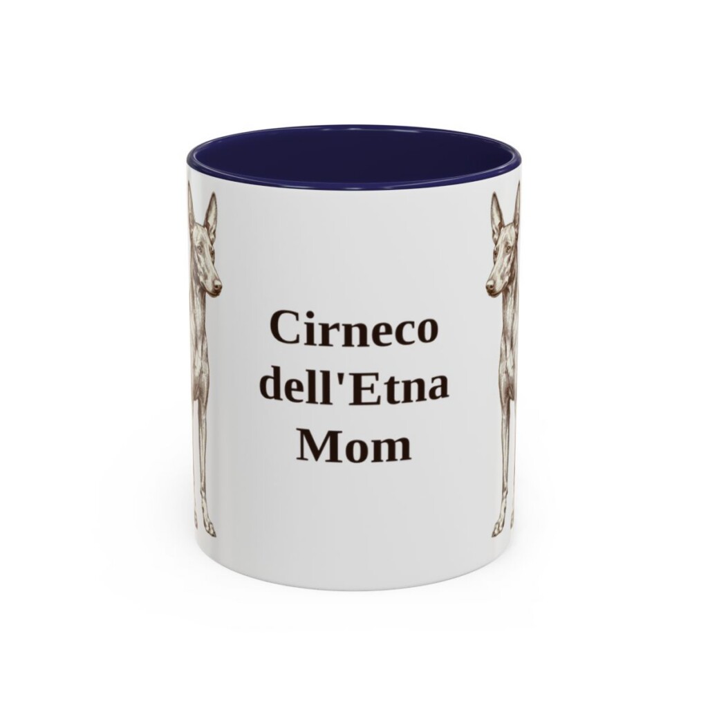 11oz Cirneco dell'Etna Dog Mom Mug, Navy, front view