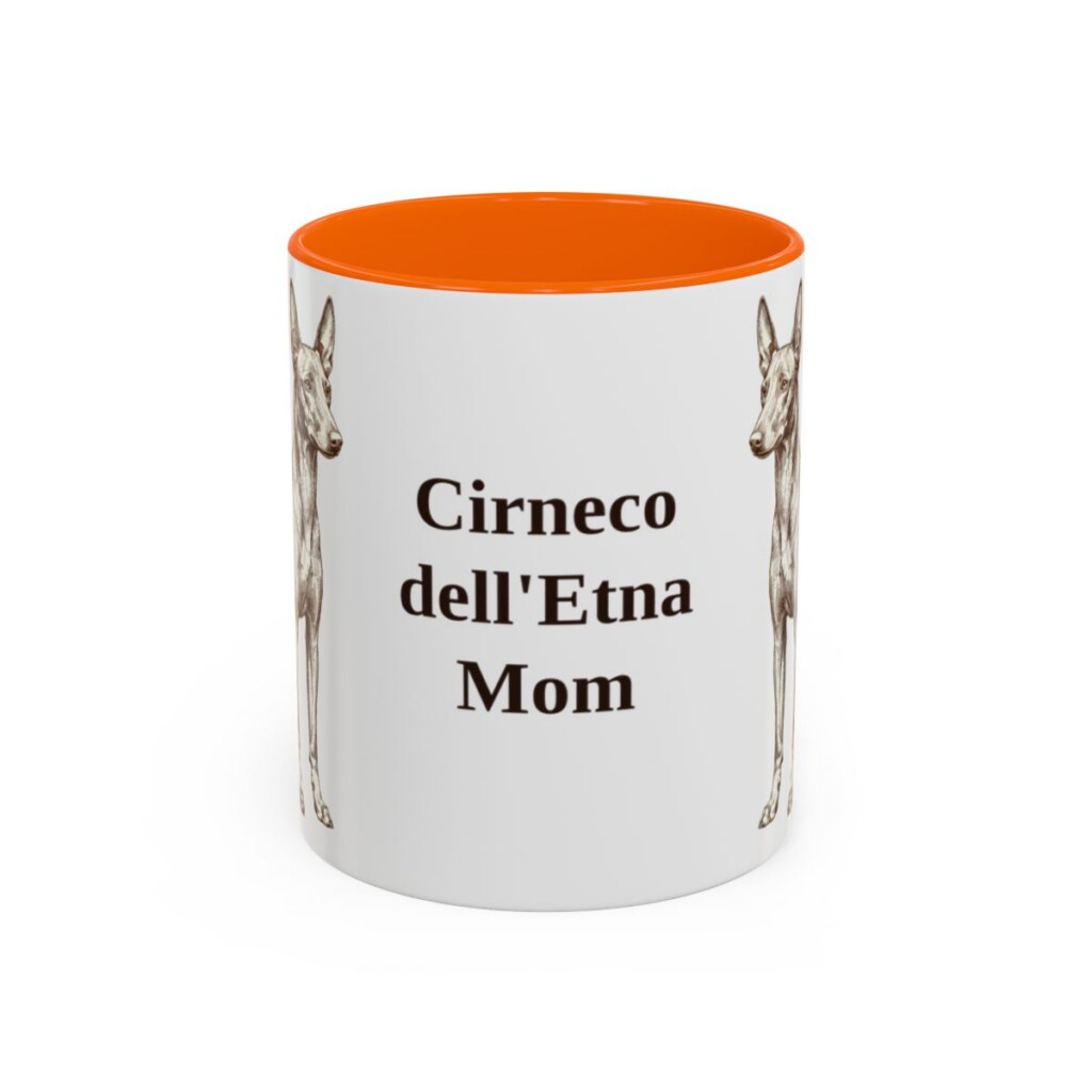 11oz Cirneco dell'Etna Dog Mom Mug, Orange, front view