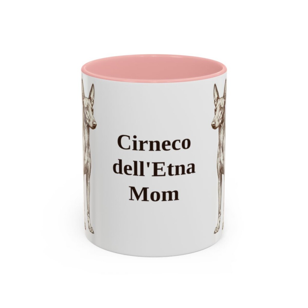 11oz Cirneco dell'Etna Dog Mom Mug, Pink, front view