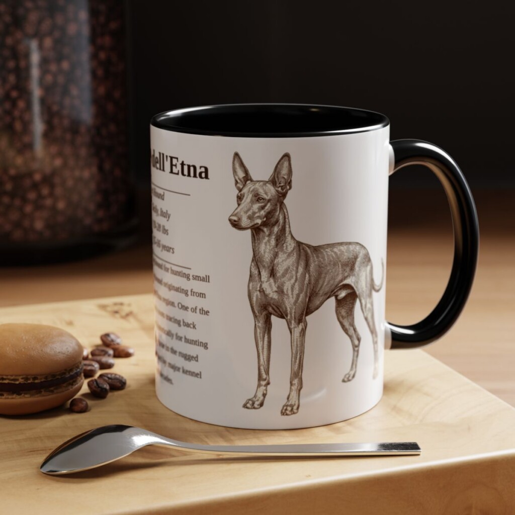 11oz Cirneco dell'Etna Mug, Black, lifestyle photo
