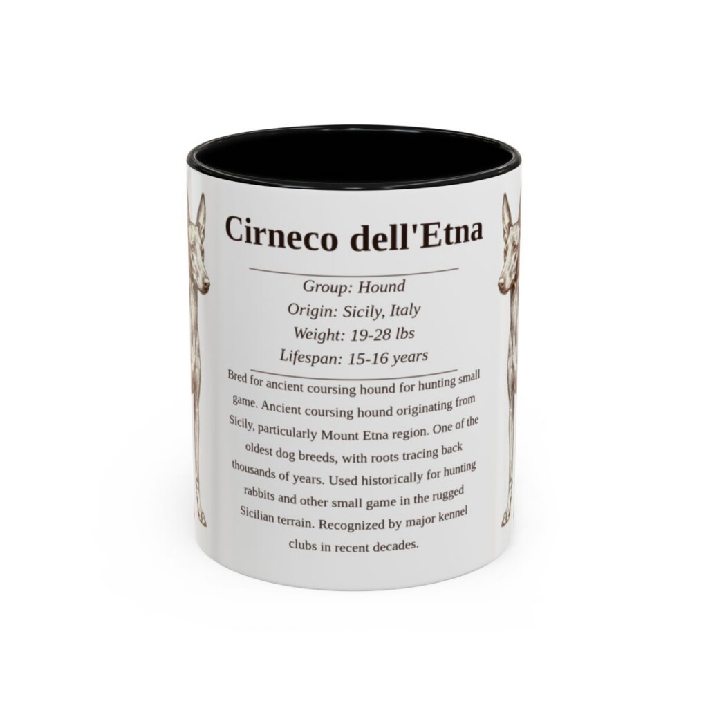 11oz Cirneco dell'Etna Mug, Black, front view