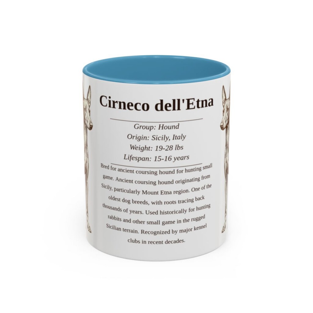 11oz Cirneco dell'Etna Mug, Light Blue, front view