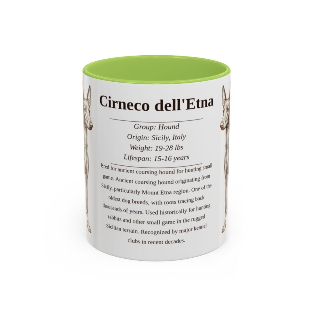 11oz Cirneco dell'Etna Mug, Light Green, front view