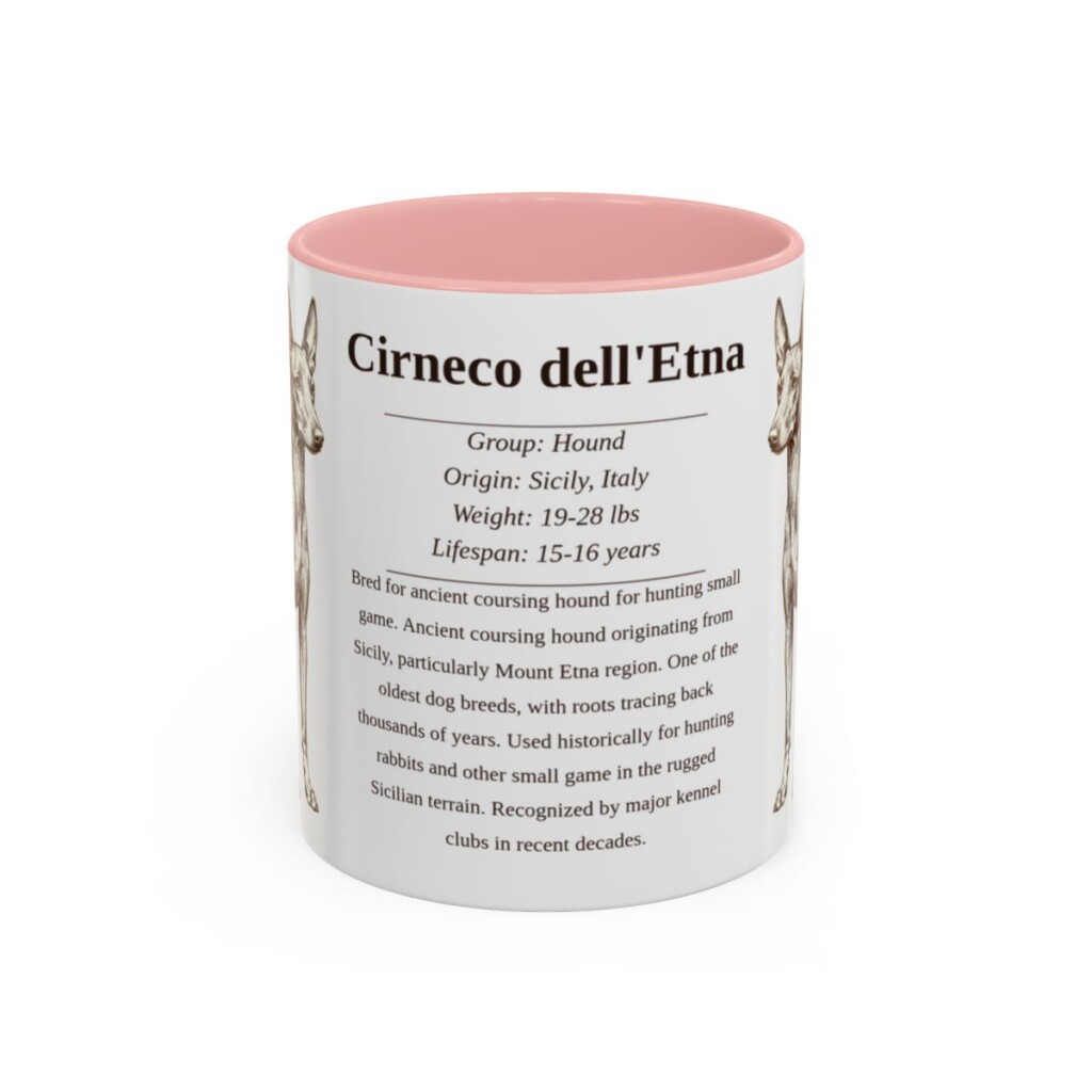 11oz Cirneco dell'Etna Mug, Pink, front view