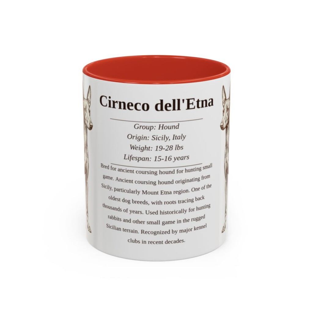 11oz Cirneco dell'Etna Mug, Red, front view