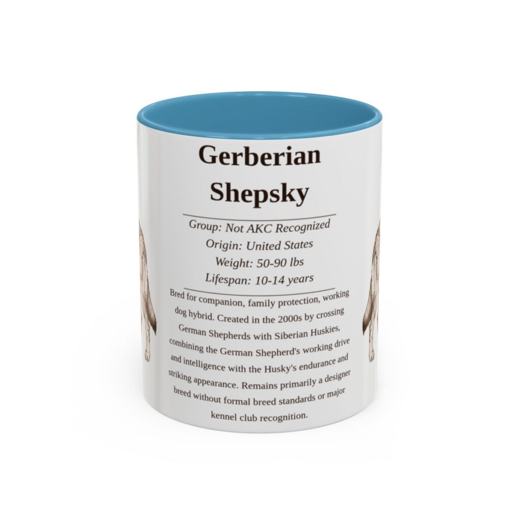11oz Gerberian Shepsky Mug, Light Blue, front view