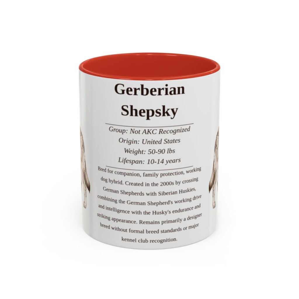 11oz Gerberian Shepsky Mug, Red, front view