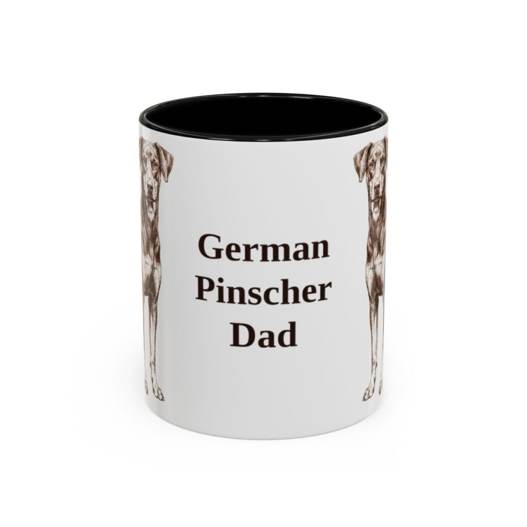 11oz German Pinscher Dog Dad Mug, Black, front view