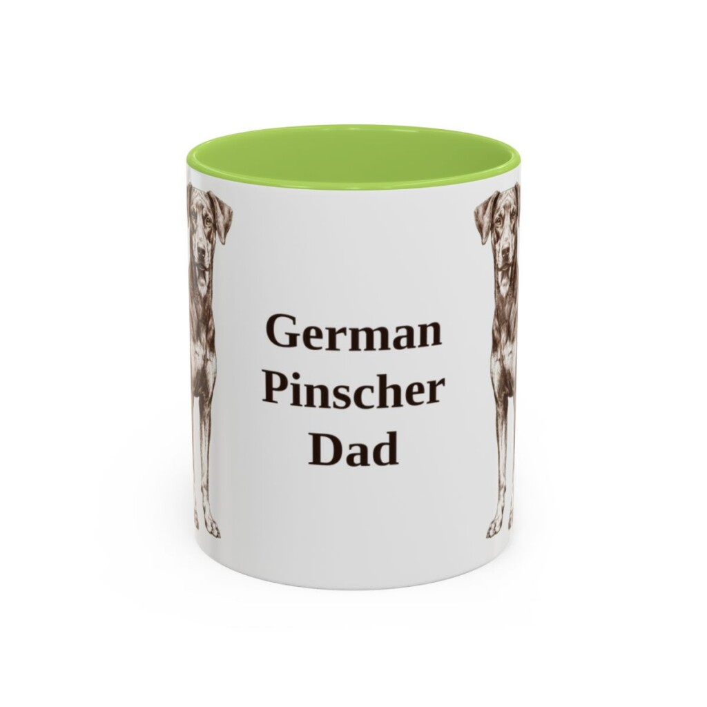11oz German Pinscher Dog Dad Mug, Light Green, front view