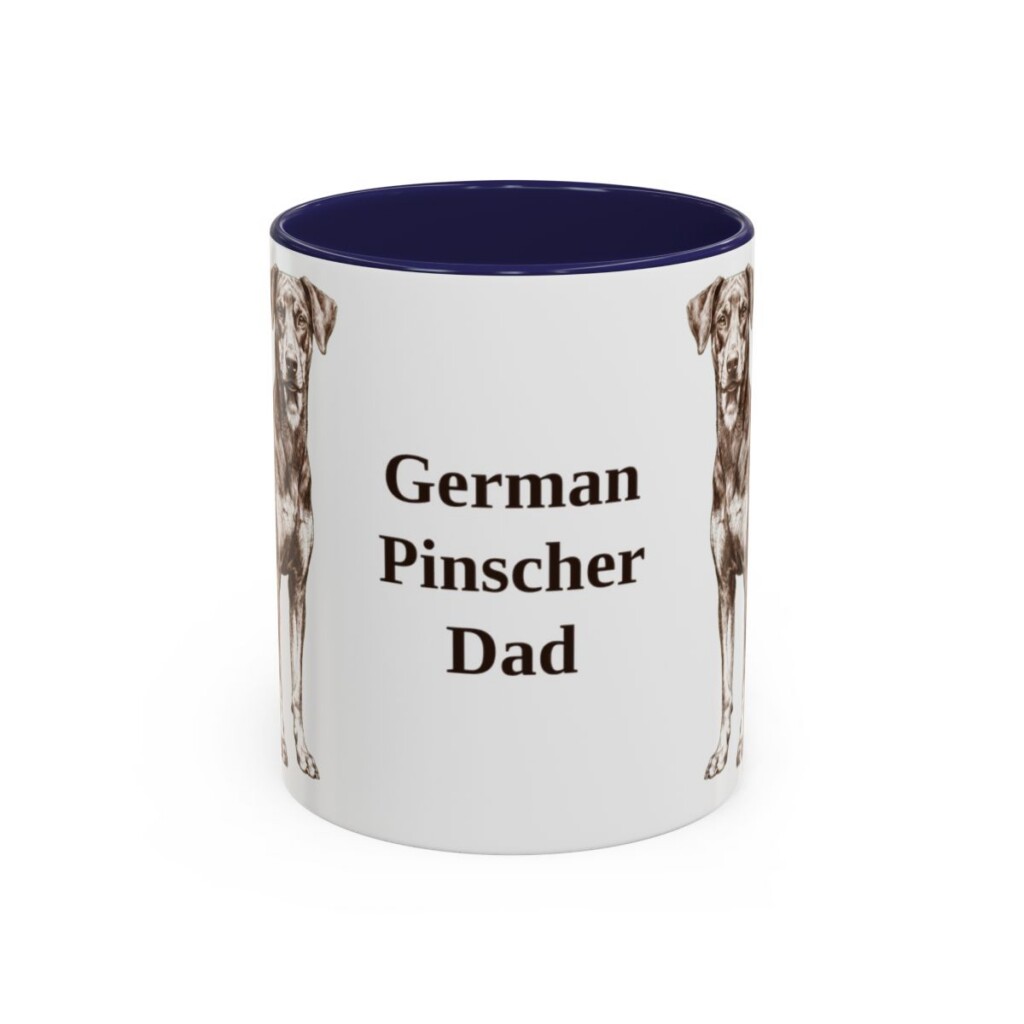 11oz German Pinscher Dog Dad Mug, Navy, front view
