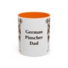11oz German Pinscher Dog Dad Mug, Orange, front view