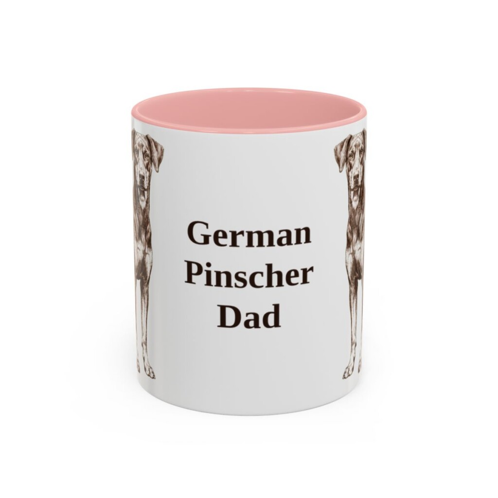 11oz German Pinscher Dog Dad Mug, Pink, front view