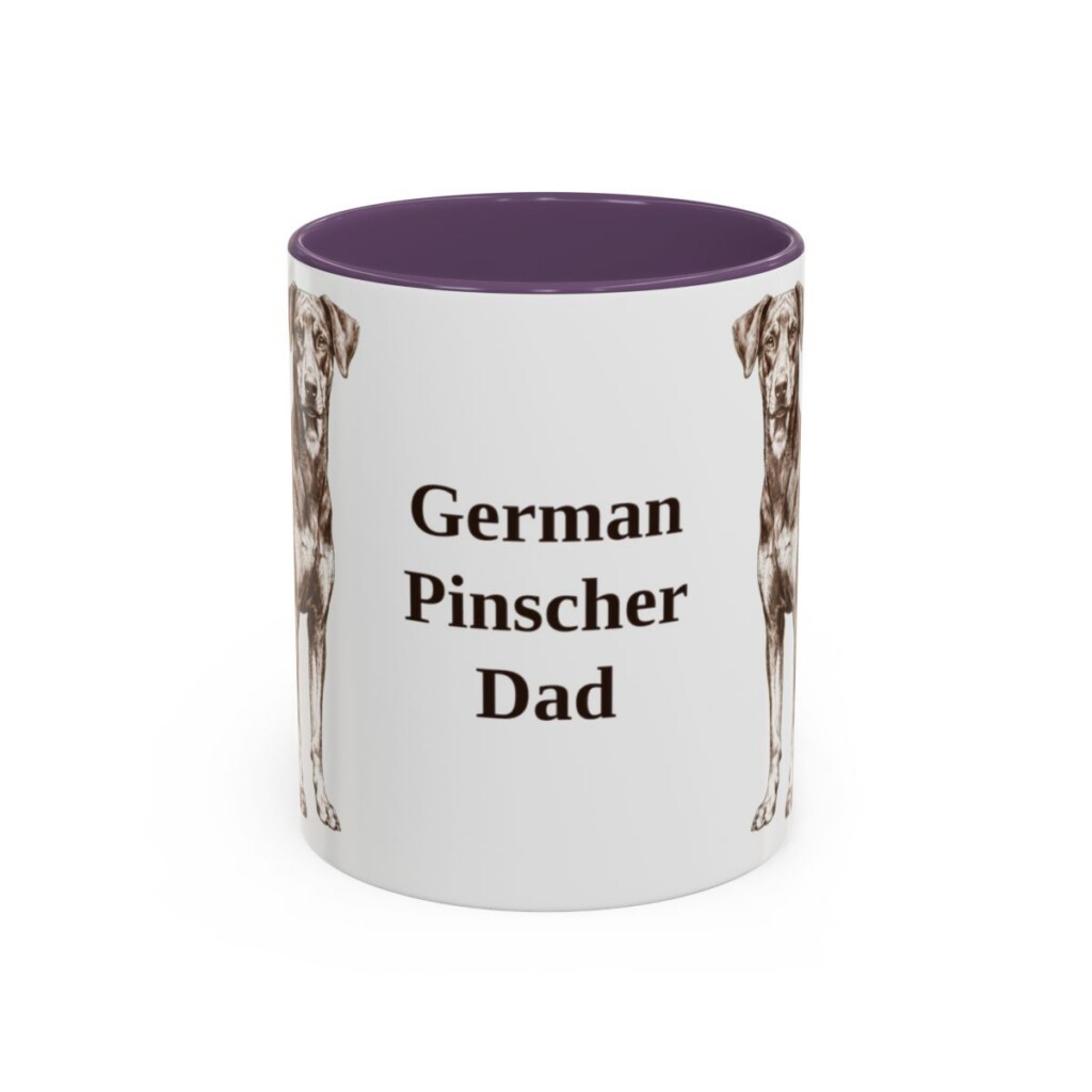 11oz German Pinscher Dog Dad Mug, Purple, front view