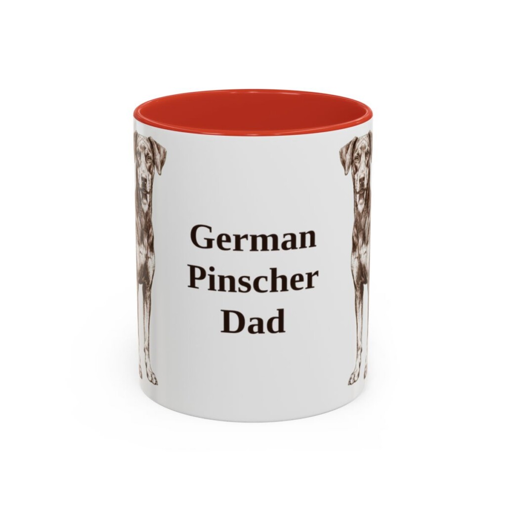 11oz German Pinscher Dog Dad Mug, Red, front view