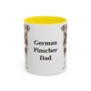 11oz German Pinscher Dog Dad Mug, Yellow, front view