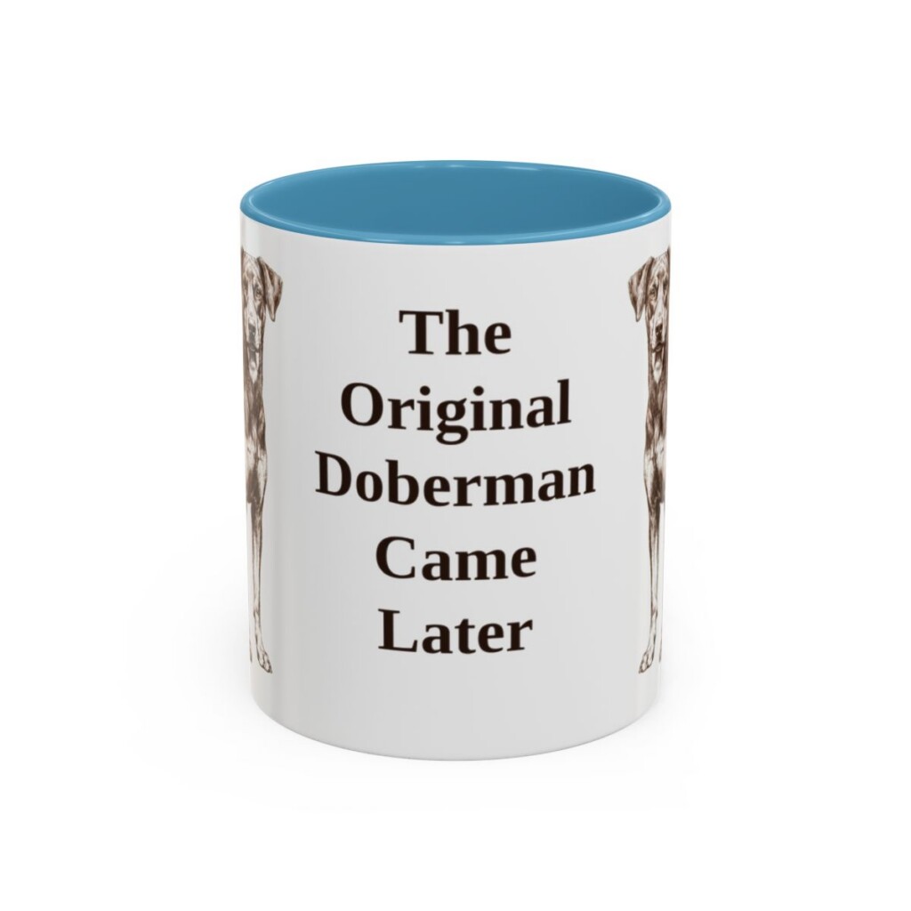 11oz Funny German Pinscher Mug, Light Blue, front view