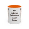 11oz Funny German Pinscher Mug, Orange, front view