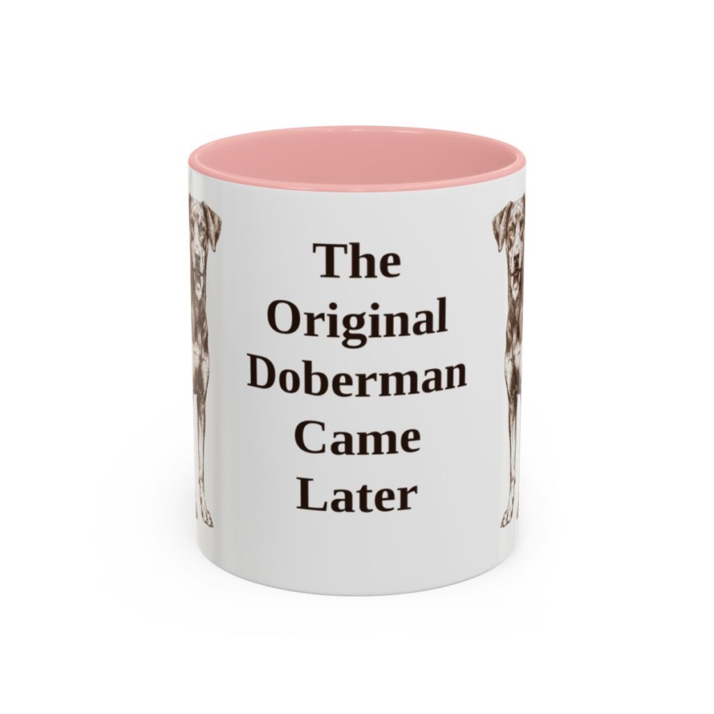 11oz Funny German Pinscher Mug, Pink, front view