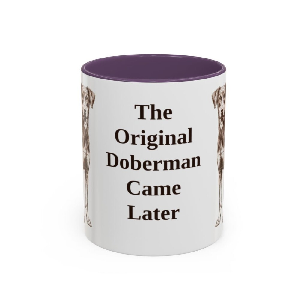 11oz Funny German Pinscher Mug, Purple, front view