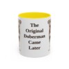 11oz Funny German Pinscher Mug, Yellow, front view