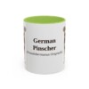 11oz German Pinscher Latin Mug, Light Green, front view