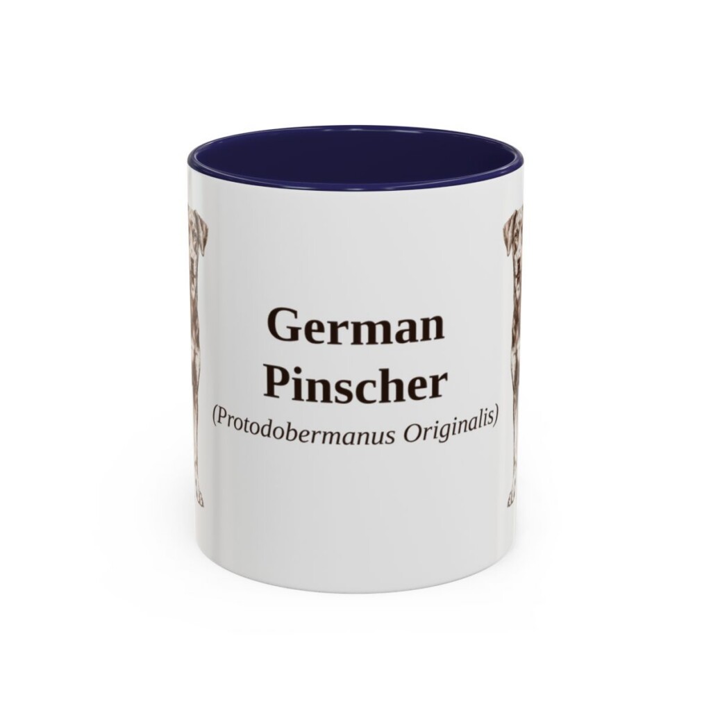 11oz German Pinscher Latin Mug, Navy, front view