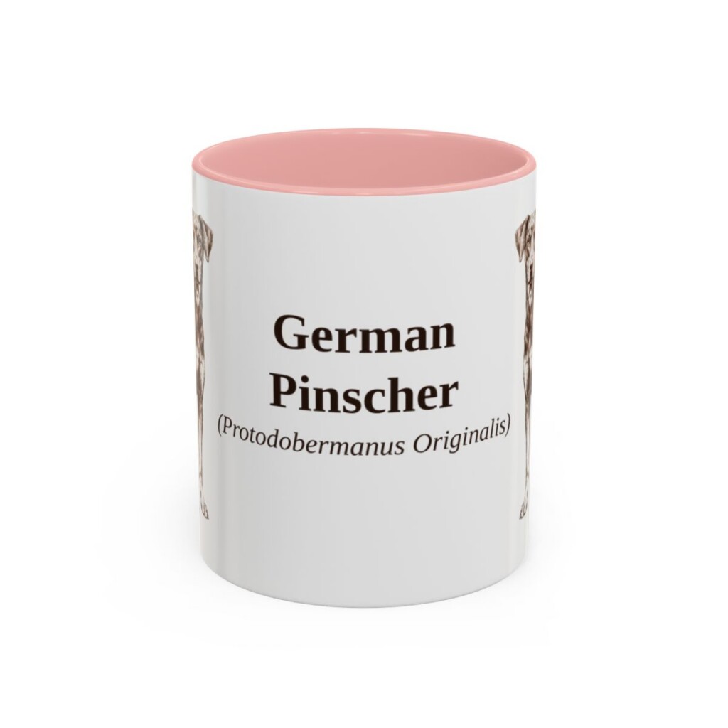 11oz German Pinscher Latin Mug, Pink, front view