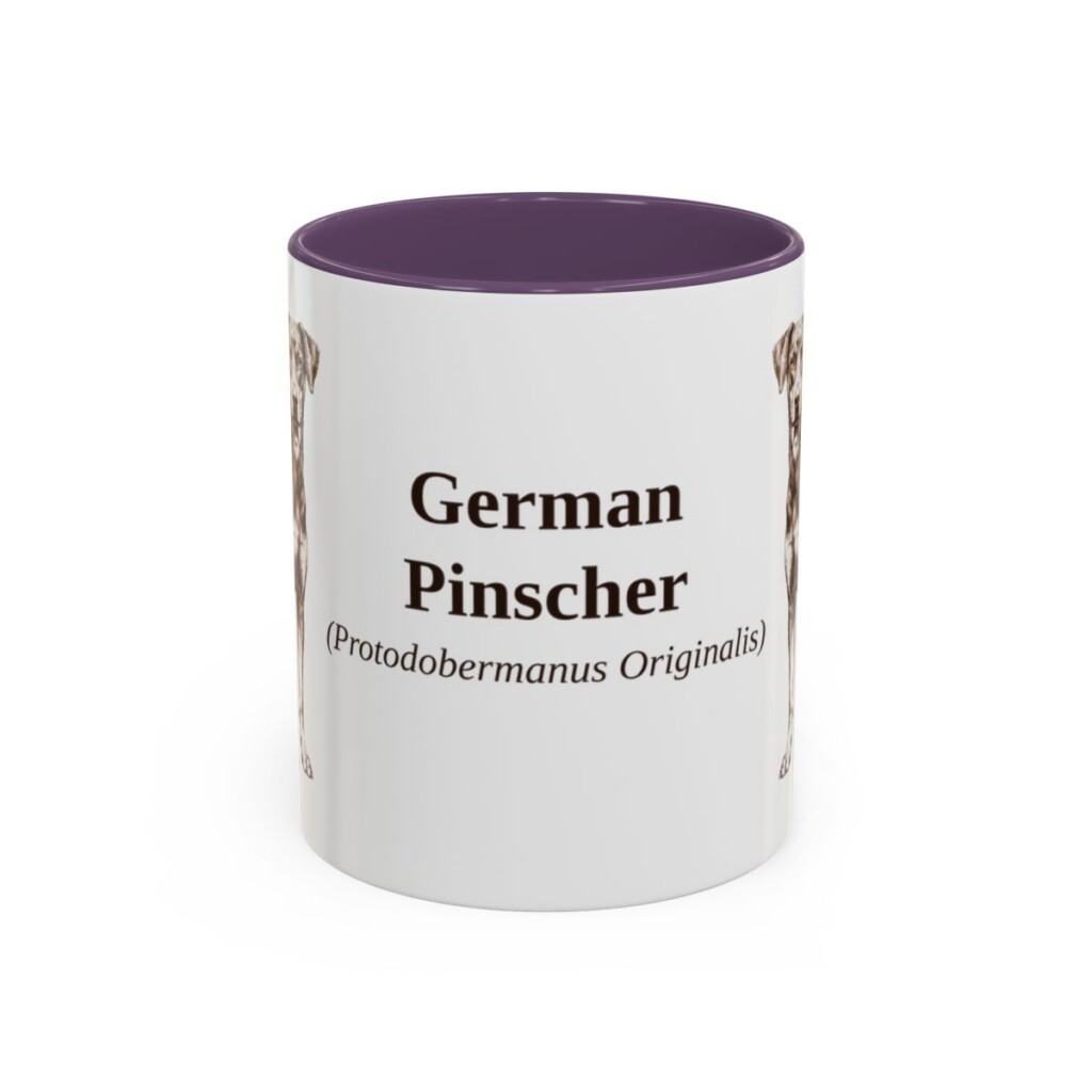 11oz German Pinscher Latin Mug, Purple, front view