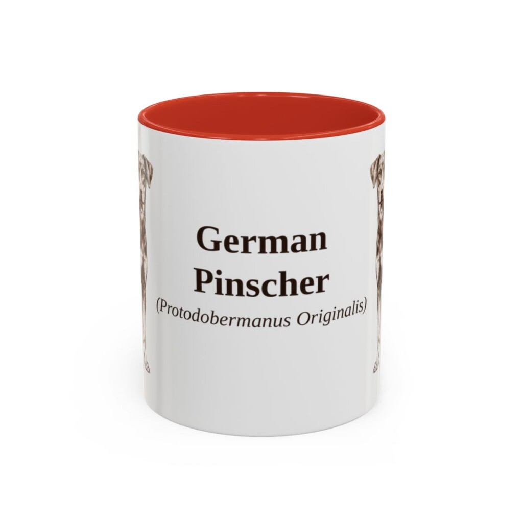 11oz German Pinscher Latin Mug, Red, front view