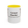 11oz German Pinscher Latin Mug, Yellow, front view