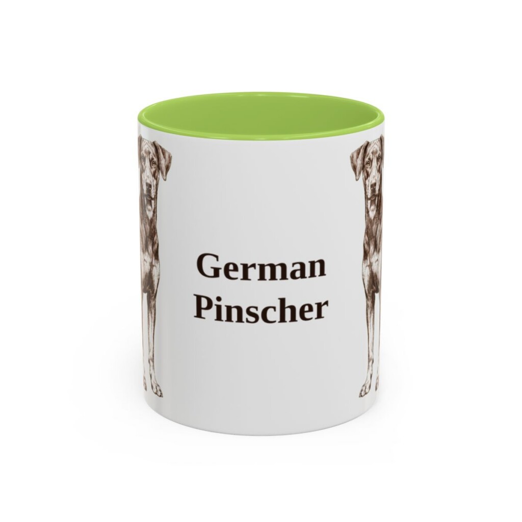 11oz German Pinscher Mug, Light Green, front view