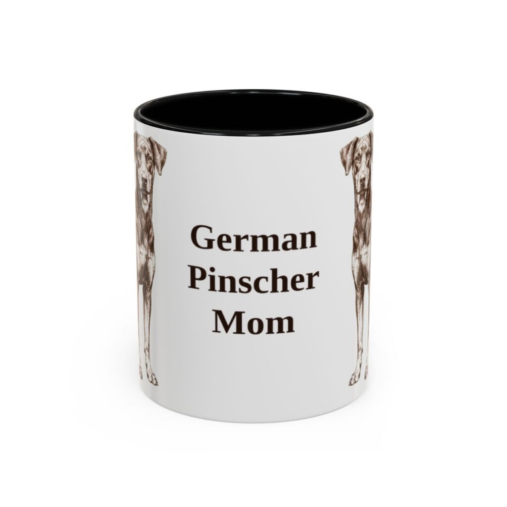 11oz German Pinscher Dog Mom Mug, Black, front view
