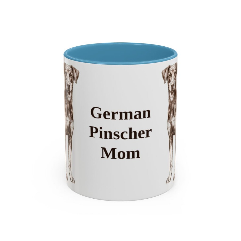 11oz German Pinscher Dog Mom Mug, Light Blue, front view