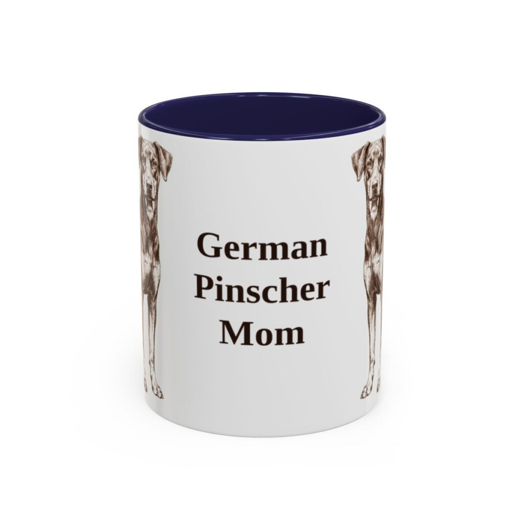 11oz German Pinscher Dog Mom Mug, Navy, front view