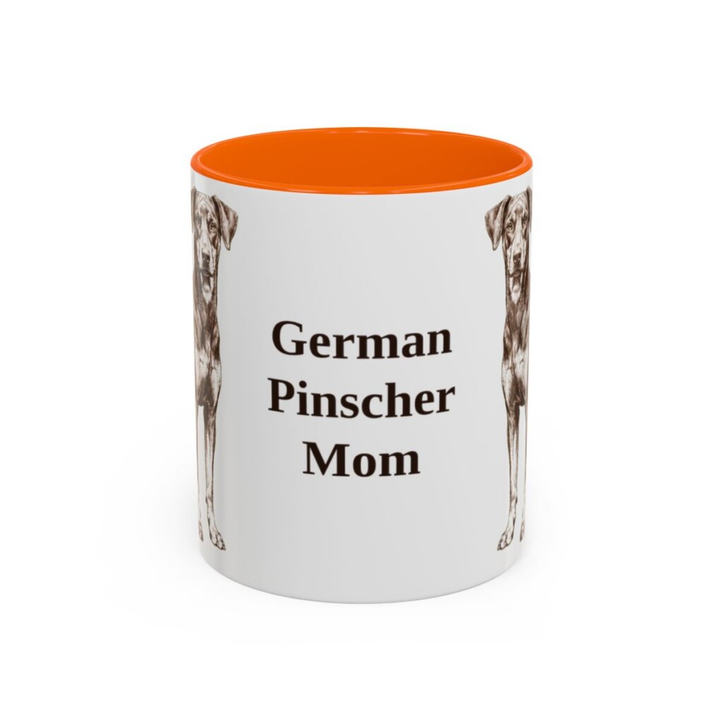 11oz German Pinscher Dog Mom Mug, Orange, front view