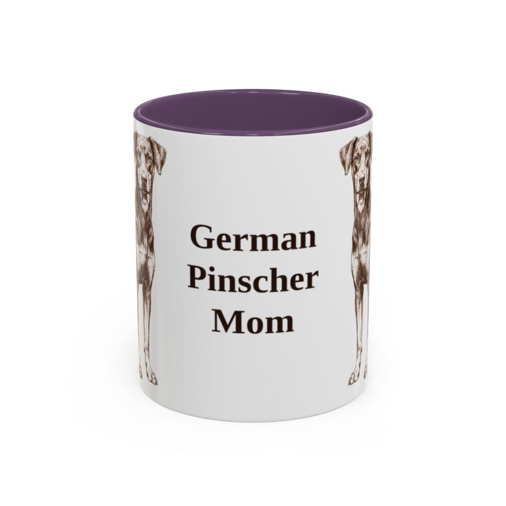 11oz German Pinscher Dog Mom Mug, Purple, front view