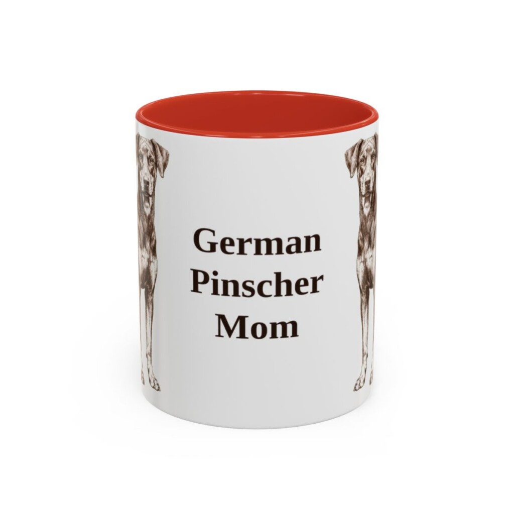 11oz German Pinscher Dog Mom Mug, Red, front view