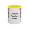 11oz German Pinscher Dog Mom Mug, Yellow, front view