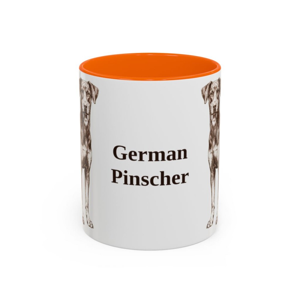11oz German Pinscher Mug, Orange, front view