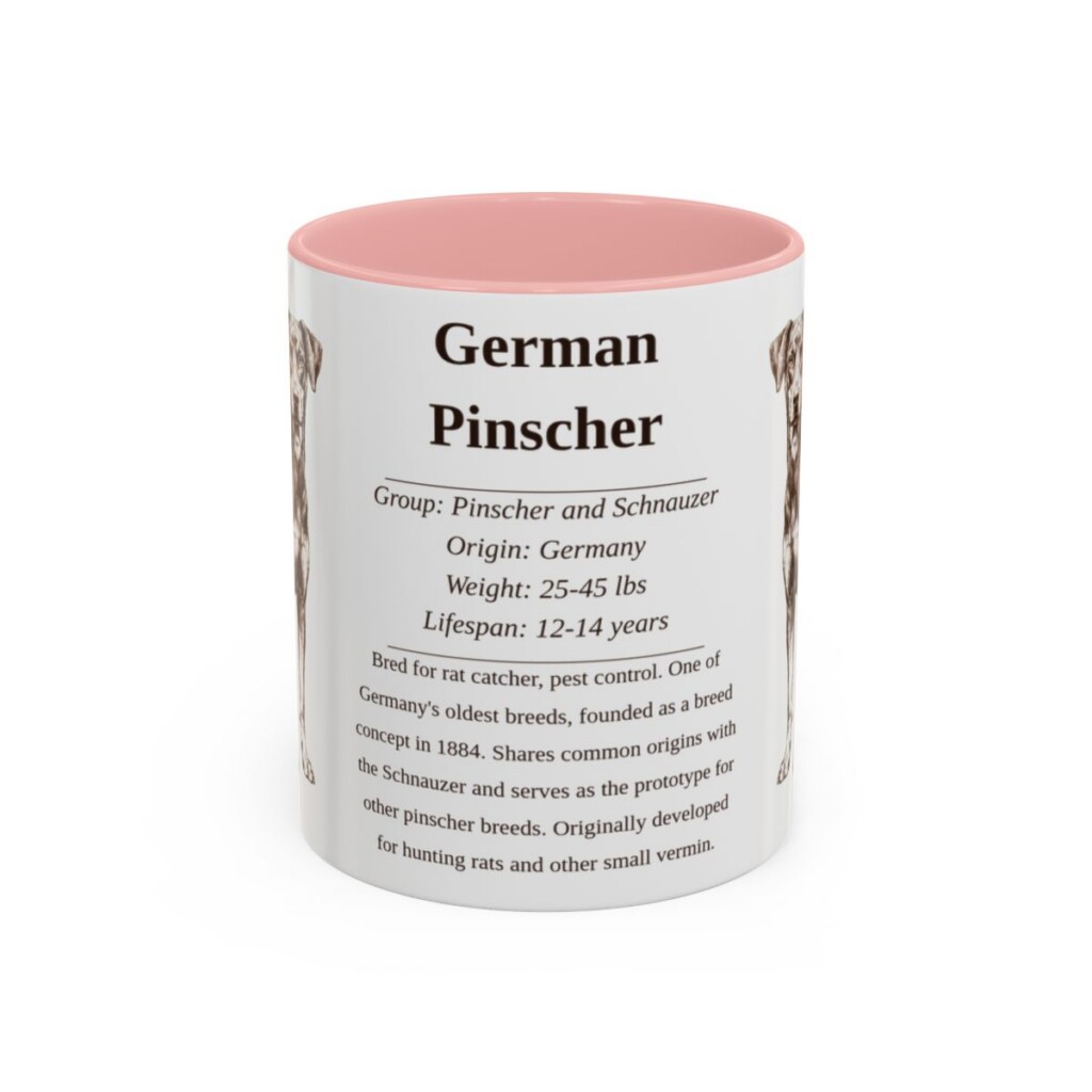 11oz German Pinscher Mug, Pink, front view