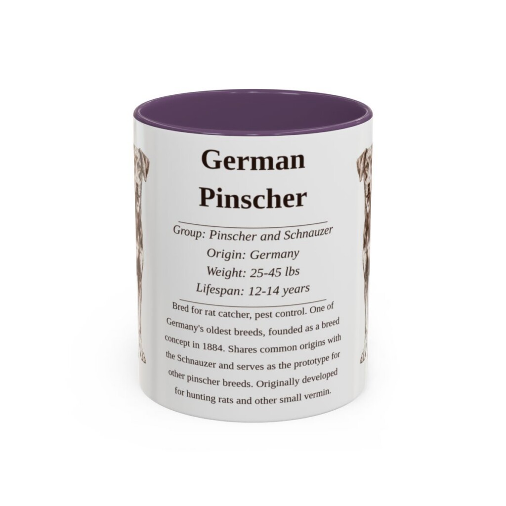 11oz German Pinscher Mug, Purple, front view