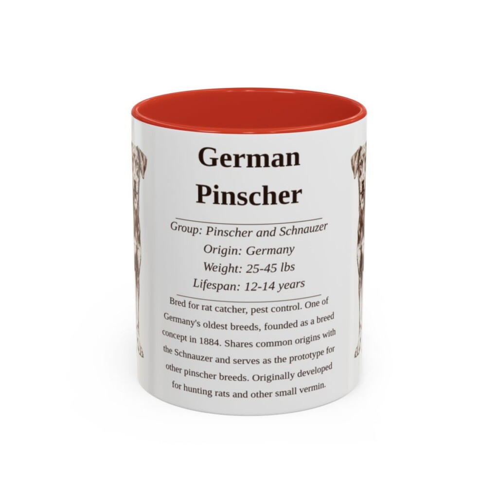 11oz German Pinscher Mug, Red, front view