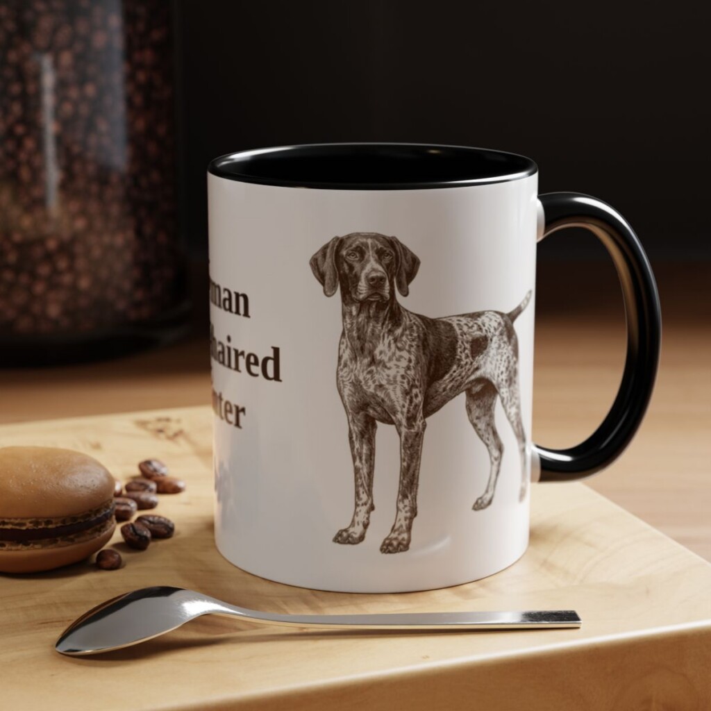 11oz German Shorthaired Pointer Mug, Black, lifestyle photo