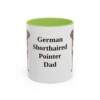 11oz-german-shorthaired-pointer-mug-dad-light-green 11oz German Shorthaired Pointer Dog Dad Mug, Light Green, front view