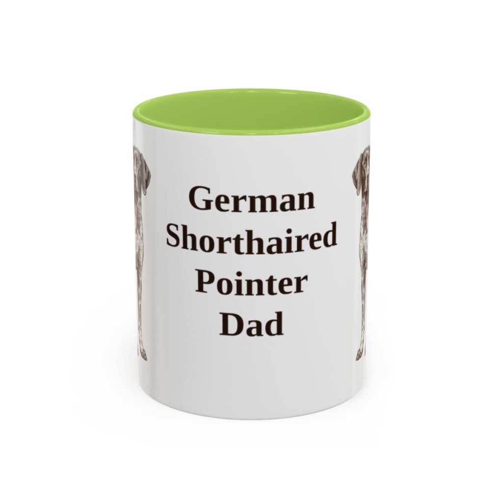 11oz-german-shorthaired-pointer-mug-dad-light-green 11oz German Shorthaired Pointer Dog Dad Mug, Light Green, front view