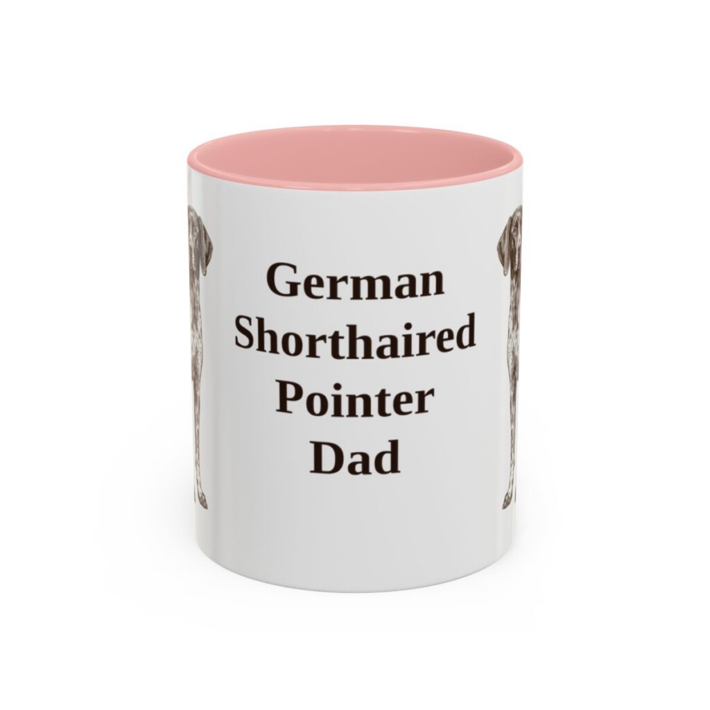 11oz-german-shorthaired-pointer-mug-dad-pink 11oz German Shorthaired Pointer Dog Dad Mug, Pink, front view