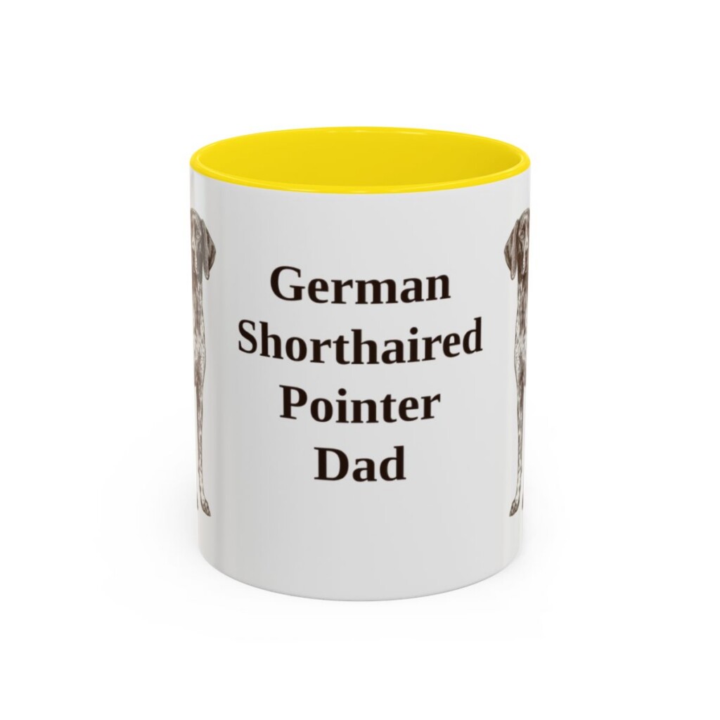 11oz-german-shorthaired-pointer-mug-dad-yellow 11oz German Shorthaired Pointer Dog Dad Mug, Yellow, front view